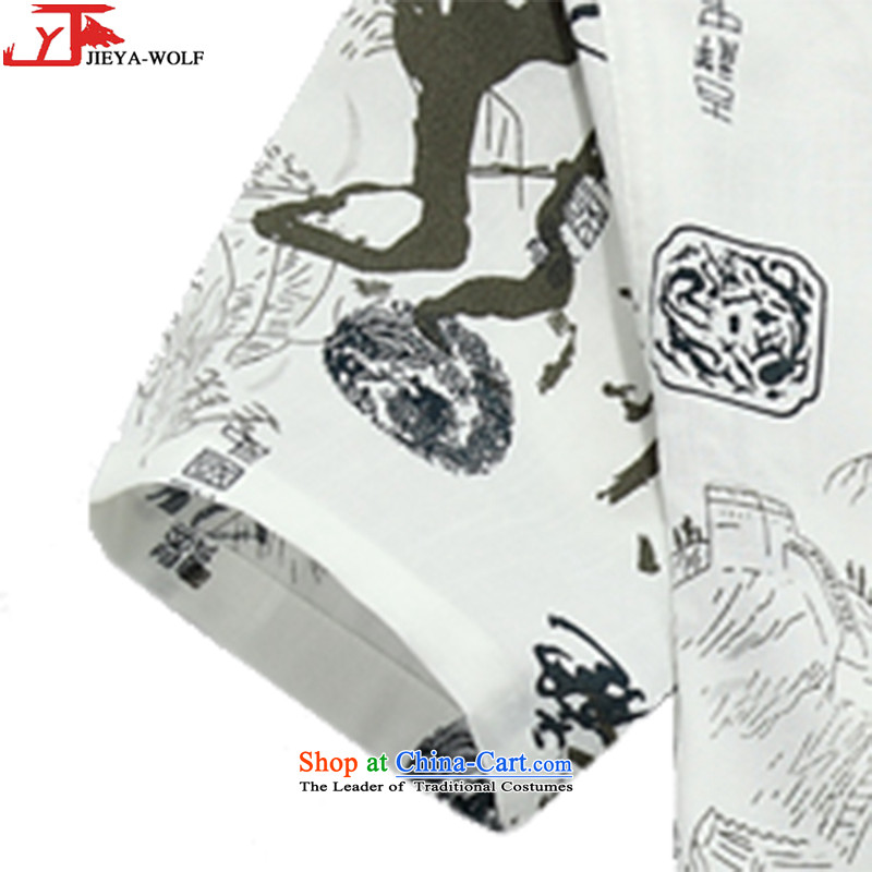 - Wolf JEYA-WOLF, New Tang dynasty men's short-sleeved T-shirt summer fine cotton linen thin, Tang dynasty men's national dancer, leisure tai chi white 190/XXXL,JIEYA-WOLF,,, shopping on the Internet