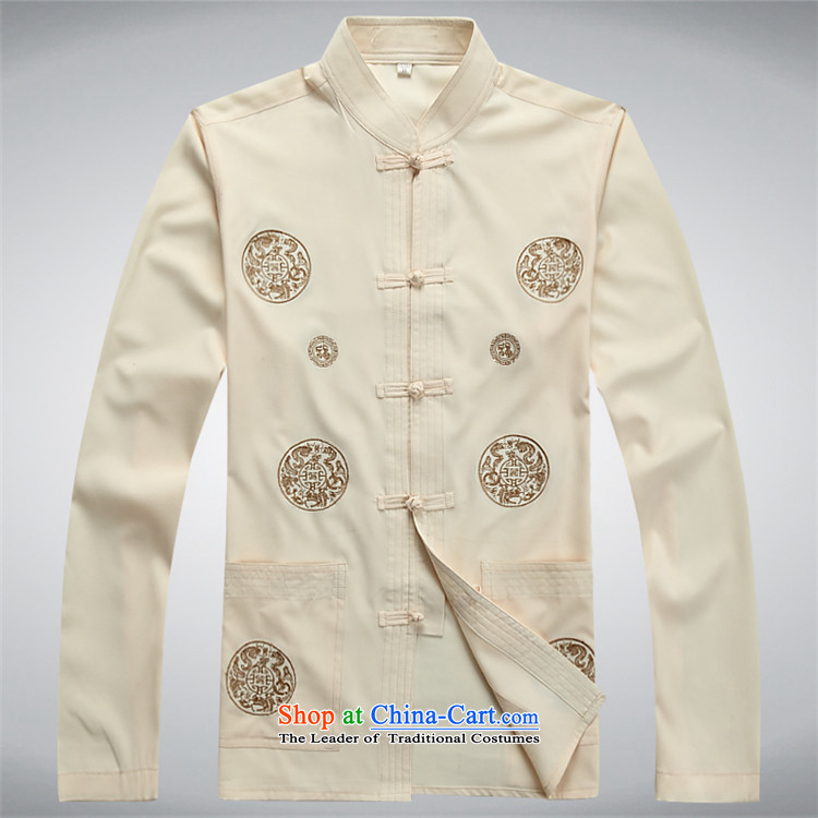 The elderly in the euro Beijing spring and summer disc detained men exercise clothing long-sleeved Tang dynasty traditional ethnic costume kit beige kit XXXL picture, prices, brand platters! The elections are supplied in the national character of distribution, so action, buy now enjoy more preferential! As soon as possible.