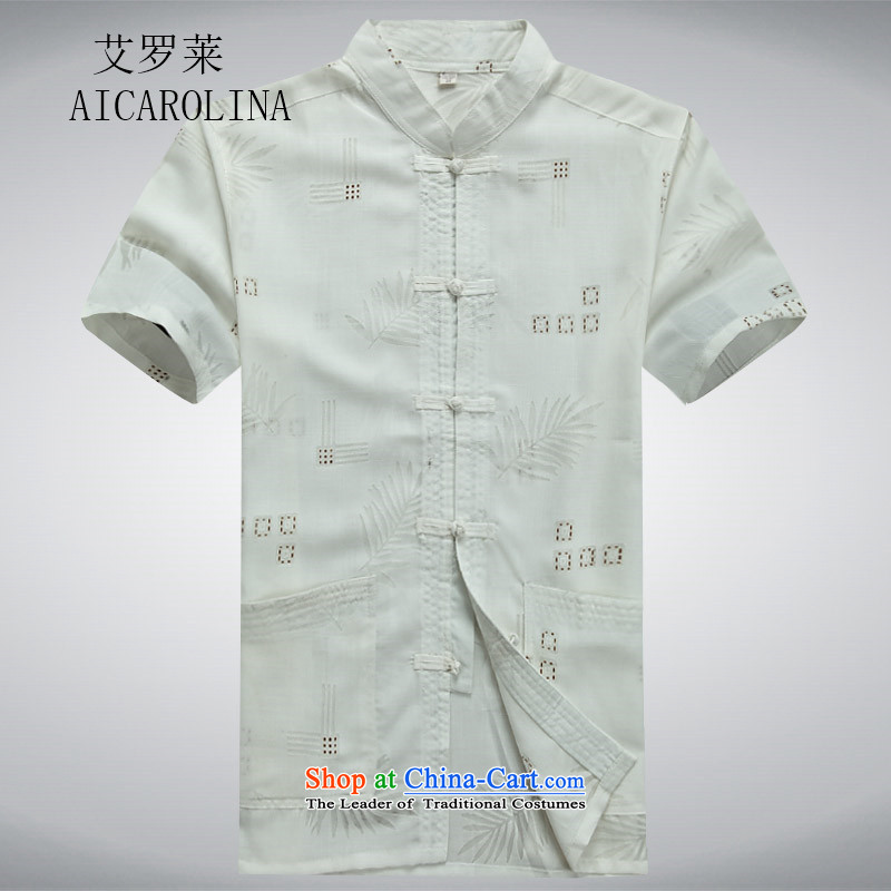 Hiv Rollet China wind Mock-Neck Shirt clip retro-Tang dynasty MEN'S NATIONAL wind short-sleeved shirt with white XXL, HIV ROLLET (AICAROLINA) , , , shopping on the Internet