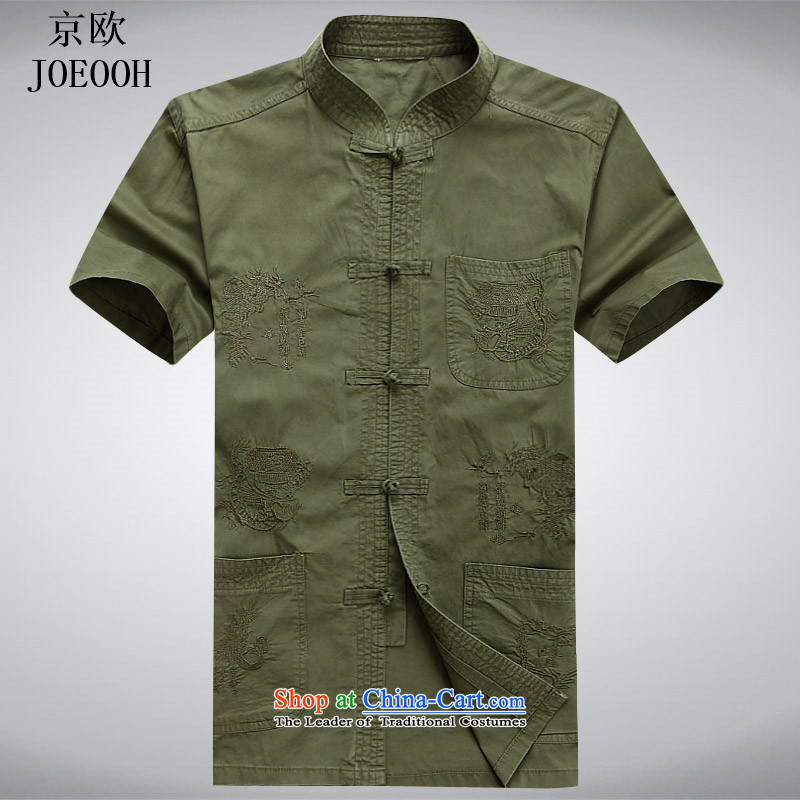 In 2015, OSCE elderly Kyung Tang dynasty male short-sleeved T-shirt Chinese national dress to intensify the summer flowers Taegeuk military embroidery green XL, Putin (JOE OOH) , , , shopping on the Internet