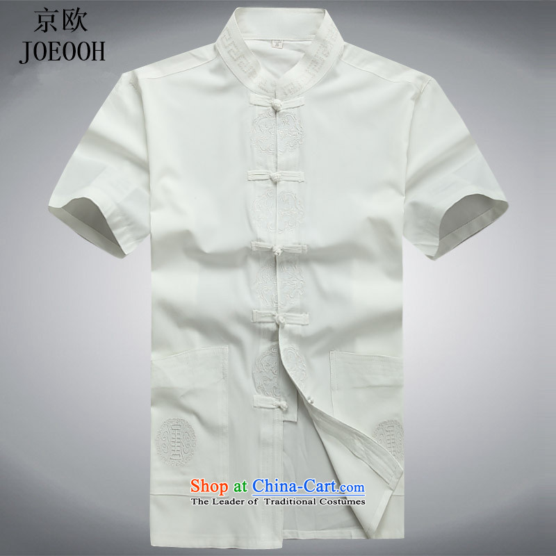 Beijing Summer in Europe Tang older short-sleeved Chinese Han-collar Tang Dynasty Package half sleeve male Chinese tunic kit white kit S, Putin (JOE OOH) , , , shopping on the Internet