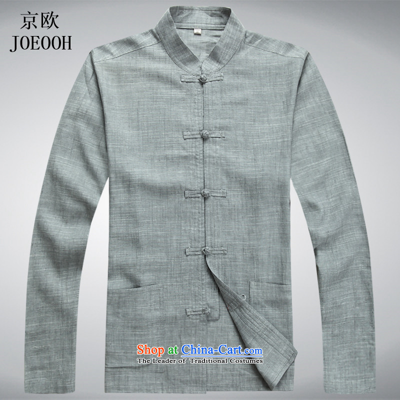 Beijing spring and summer, the OSCE in Tang Dynasty older men linen Tang Kit large long-sleeved casual relaxd father replacing Tsing gray suit XL, Putin (JOE OOH) , , , shopping on the Internet