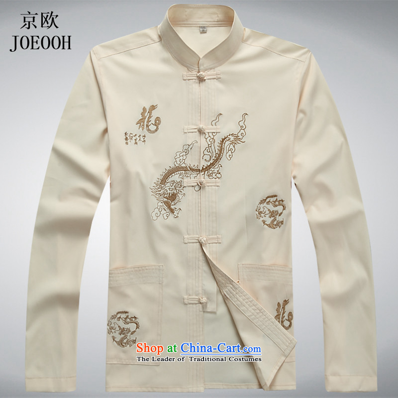 The elderly in the euro Beijing Spring Loaded Tang new long-sleeved Kit Chinese collar up large tie embroidery of older persons in the kit and beige Kit , L, Putin (JOE OOH) , , , shopping on the Internet