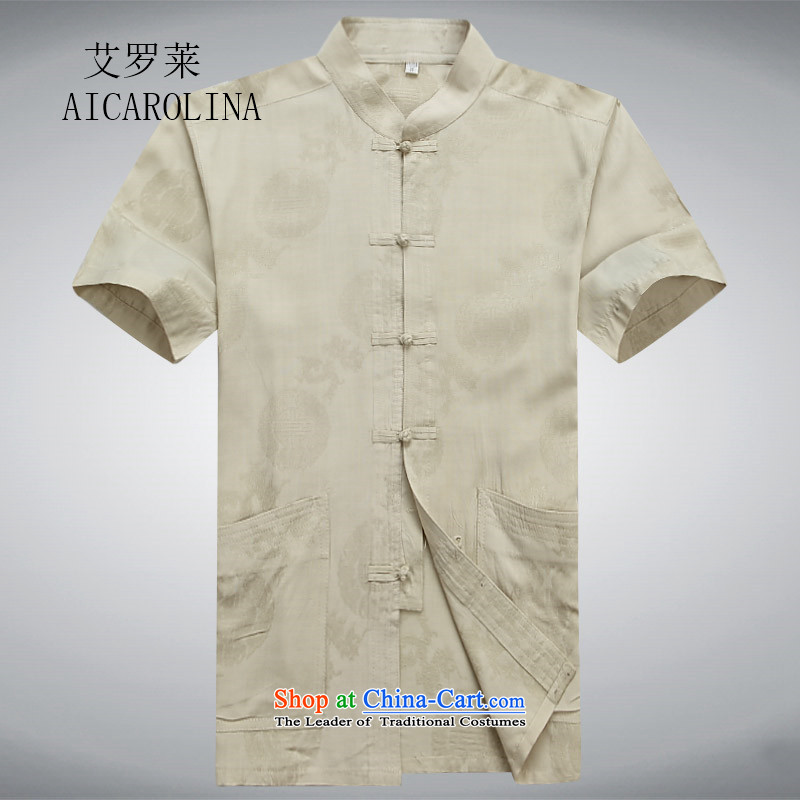 Hiv Rollet spring and summer men Tang dynasty male short-sleeved T-shirt Chinese ROM China wind shirt clip summer gold , L, HIV (AICAROLINA ROLLET) , , , shopping on the Internet