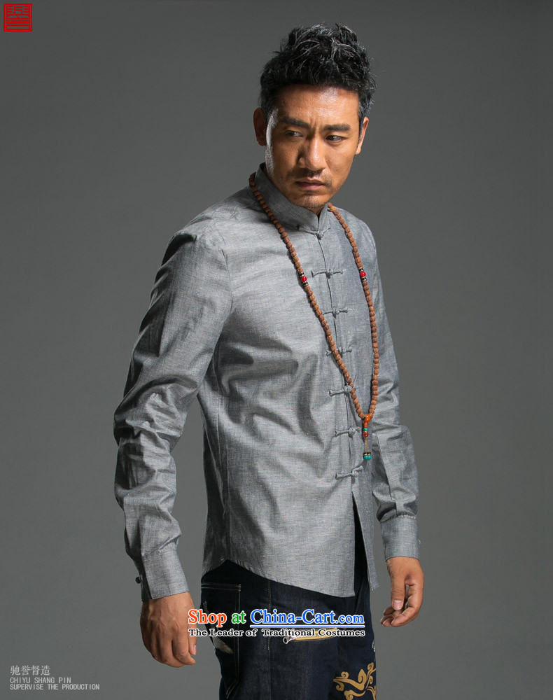 Renowned 2015 China wind spring and autumn men Chinese cotton linen Sau San disk tie china Mock-Neck Shirt linen pure color improved Tang dynasty gray jumbo XL Photo, prices, brand platters! The elections are supplied in the national character of distribution, so action, buy now enjoy more preferential! As soon as possible.