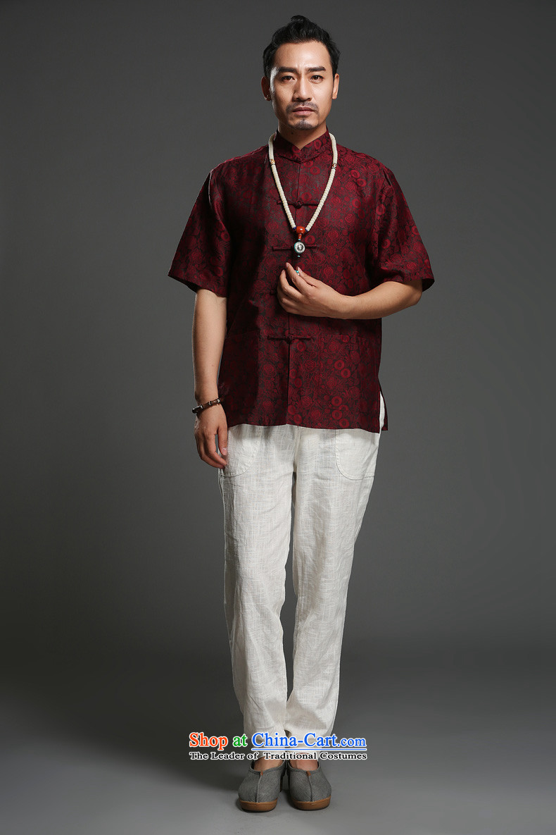Renowned national sentiment for summer 2015 men's shirts 100 herbs extract Short-Sleeve Mock-Neck Shirt Silk Tang dynasty (185)Where the picture has red wine, prices, brand platters! The elections are supplied in the national character of distribution, so action, buy now enjoy more preferential! As soon as possible.