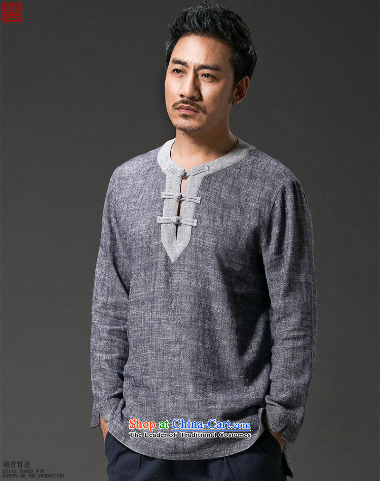Renowned China wind men short-sleeved T-shirt with round collar tray clip cotton linen collar leisure retro Men's Shirt Han-suk (3XL) Light Gray Photo, prices, brand platters! The elections are supplied in the national character of distribution, so action, buy now enjoy more preferential! As soon as possible.