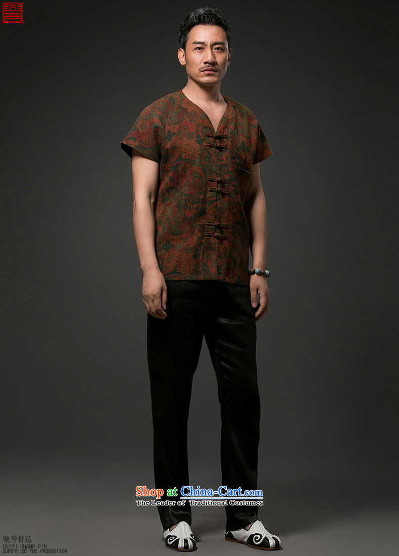 Renowned China wind men short-sleeved shirt Tang Dynasty Chinese silk silk shirts with men's cloud of incense yarn suit short-sleeved T-shirt private customised wine red L picture, prices, brand platters! The elections are supplied in the national character of distribution, so action, buy now enjoy more preferential! As soon as possible.