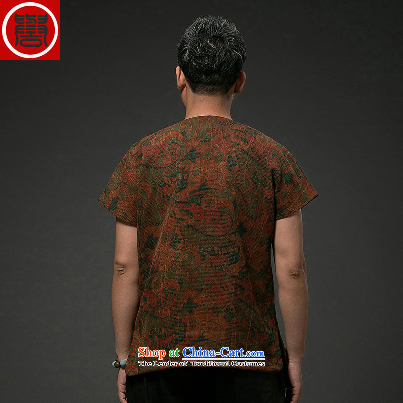 Renowned China wind men short-sleeved shirt Tang Dynasty Chinese silk silk shirts with men's cloud of incense yarn suit short-sleeved T-shirt private customised, Merlot , L, renowned (CHIYU) , , , shopping on the Internet