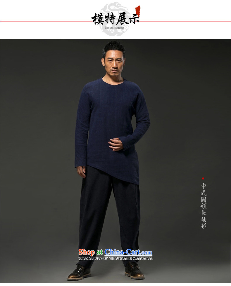2015 Autumn renowned China wind men linen long-sleeved T-shirt Han-T-shirt blue large pictures, prices, XL brand platters! The elections are supplied in the national character of distribution, so action, buy now enjoy more preferential! As soon as possible.