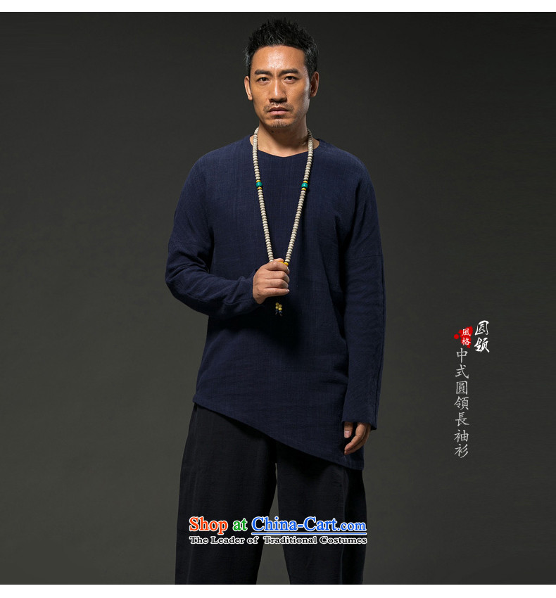 2015 Autumn renowned China wind men linen long-sleeved T-shirt Han-T-shirt blue large pictures, prices, XL brand platters! The elections are supplied in the national character of distribution, so action, buy now enjoy more preferential! As soon as possible.