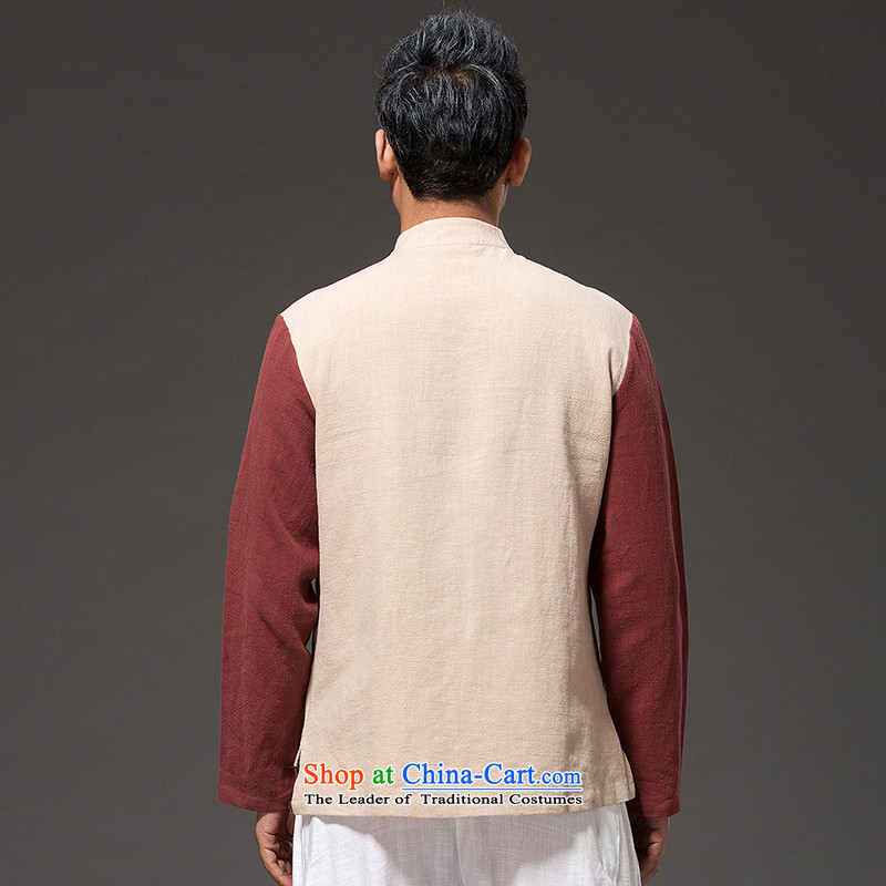 Renowned Tang dynasty China wind leave two Sau San Men long-sleeved shirt with autumn flax mock autumn in New red and white (L), renowned (CHIYU) , , , shopping on the Internet