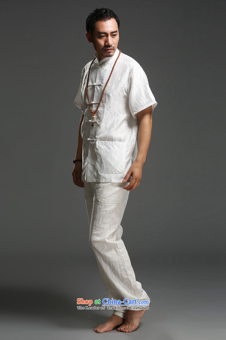 Renowned men 2015 Summer new middle-aged man Tang dynasty short-sleeved cotton linen Tang dynasty loose Breathable white short-sleeved T-shirt (185)Where the pictures, price movements, brand platters! The elections are supplied in the national character of distribution, so action, buy now enjoy more preferential! As soon as possible.