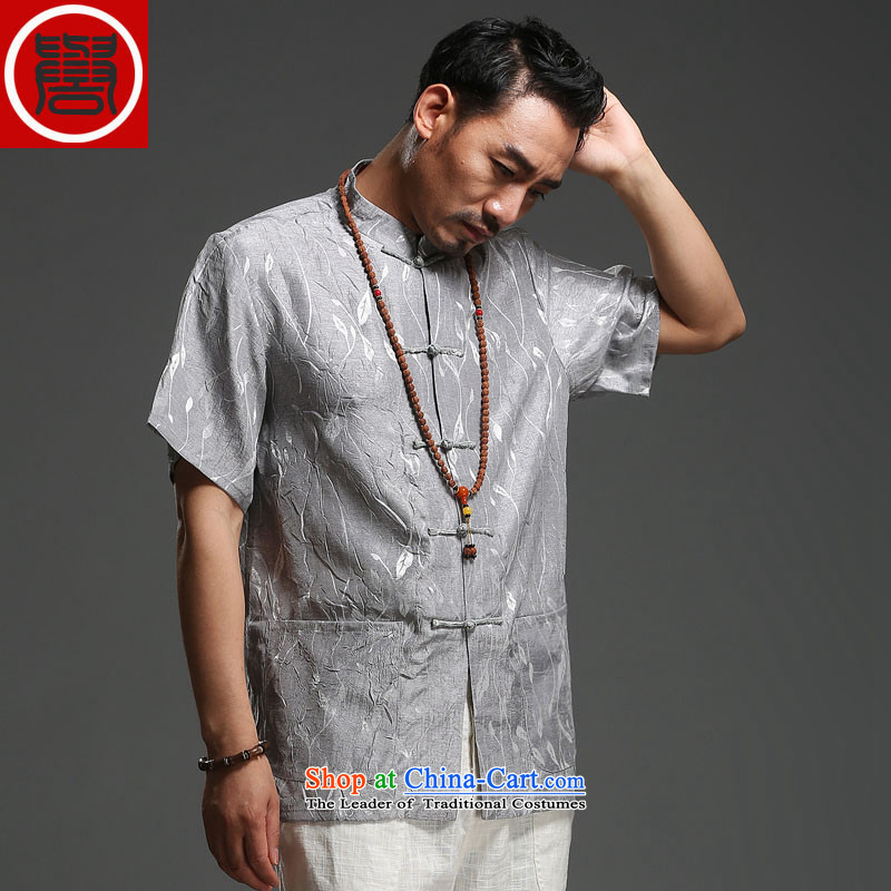 Renowned men 2015 Summer new middle-aged man Tang dynasty short-sleeved cotton linen Tang dynasty loose Breathable white short-sleeved T-shirt (185), renowned movement (CHIYU) , , , shopping on the Internet