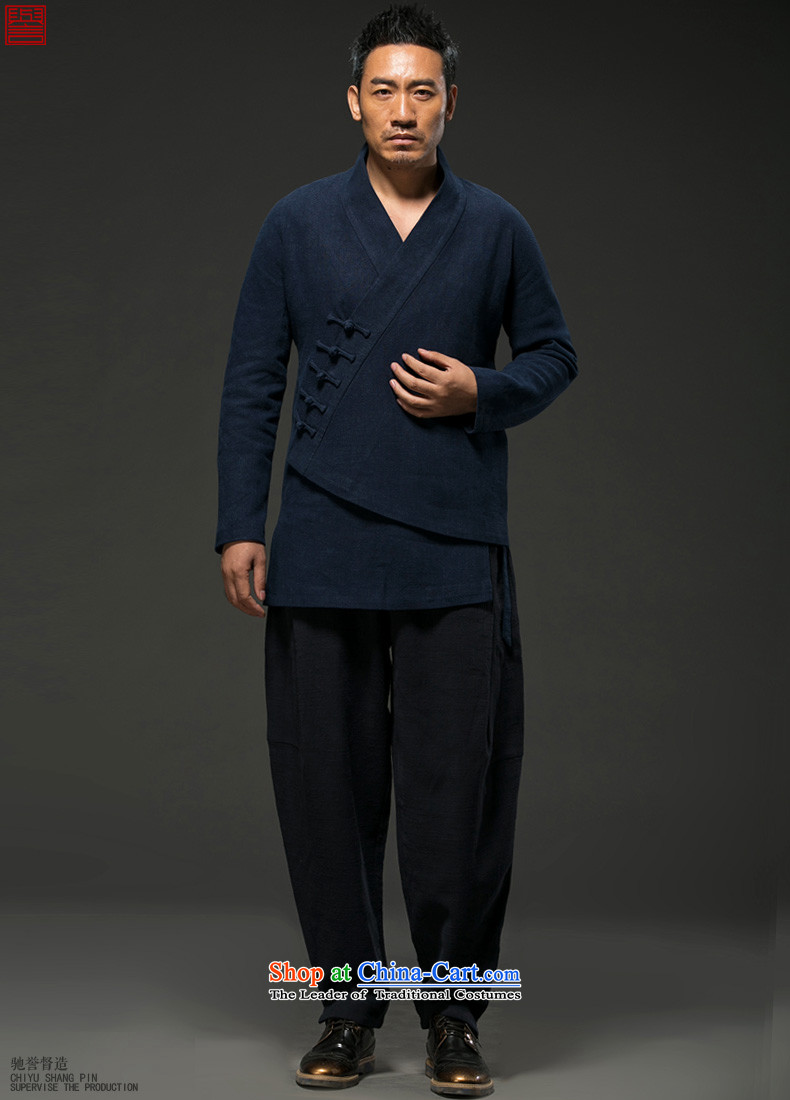 Renowned China wind autumn and winter men cotton linen Tang dynasty long-sleeved men Han-ball-service is relaxd spiritual badges of Chinese kung fu-rom shirt shirts in blue (L) Picture, prices, brand platters! The elections are supplied in the national character of distribution, so action, buy now enjoy more preferential! As soon as possible.