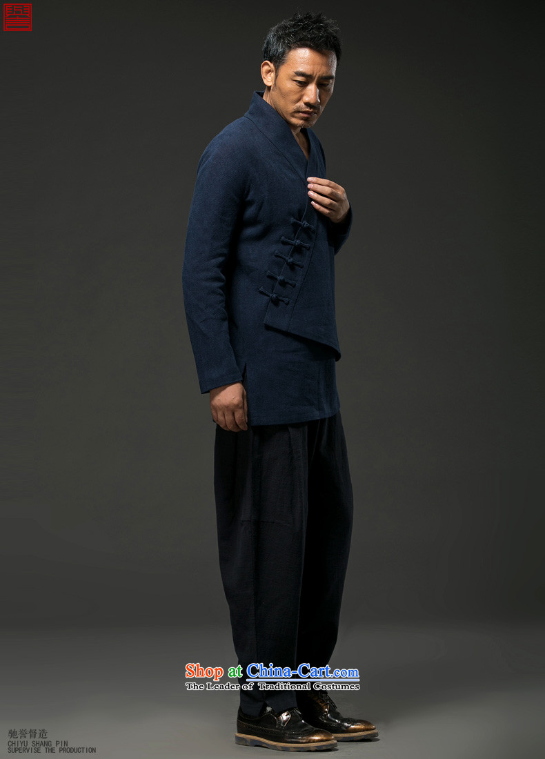 Renowned China wind autumn and winter men cotton linen Tang dynasty long-sleeved men Han-ball-service is relaxd spiritual badges of Chinese kung fu-rom shirt shirts in blue (L) Picture, prices, brand platters! The elections are supplied in the national character of distribution, so action, buy now enjoy more preferential! As soon as possible.