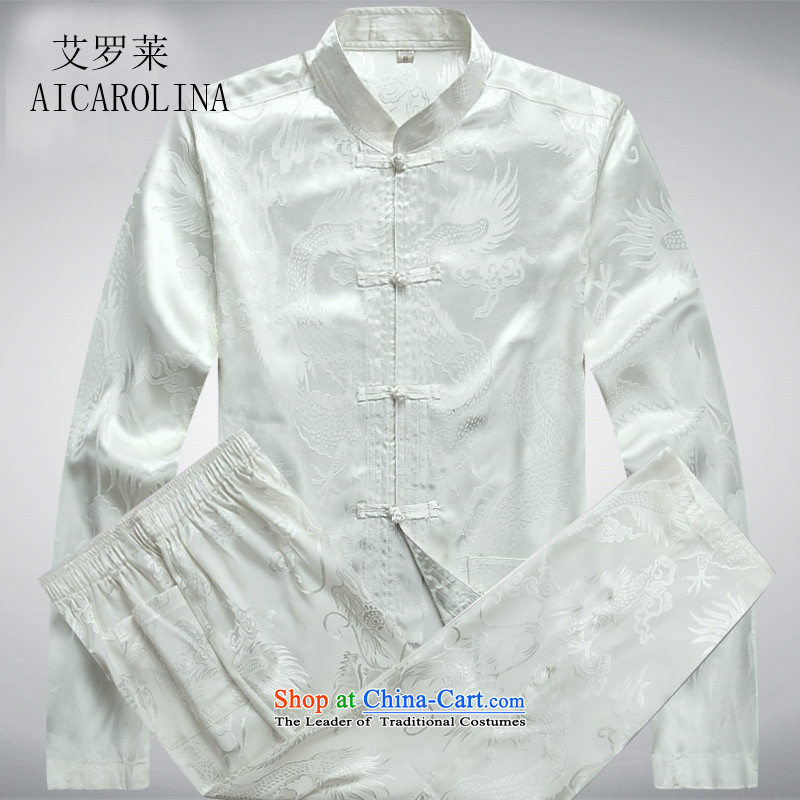 Hiv Rollet men Tang dynasty cotton long-sleeved Large Dragon Chinese men Tang Dynasty Package white T-shirt and packaged XL, HIV (AICAROLINA ROLLET) , , , shopping on the Internet