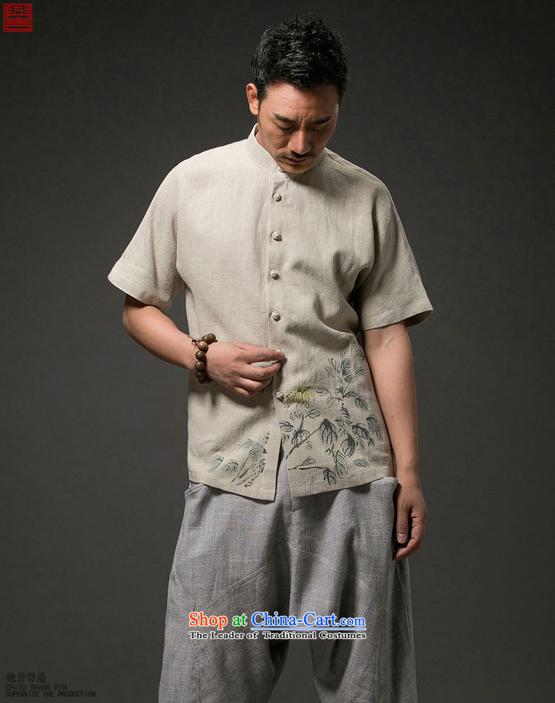 Renowned Tang replacing men's leisure printed cloth short-sleeved shirt linen china wind male cotton linen clothes men's summer White XXL picture, prices, brand platters! The elections are supplied in the national character of distribution, so action, buy now enjoy more preferential! As soon as possible.