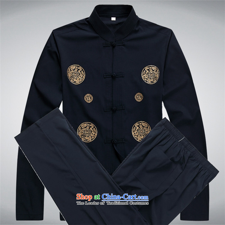 Beijing Summer Europe men Tang Dynasty Package of older persons in long-sleeved China wind Men's Mock-Neck Chinese practice suits, dark blue kit  S picture, prices, brand platters! The elections are supplied in the national character of distribution, so action, buy now enjoy more preferential! As soon as possible.