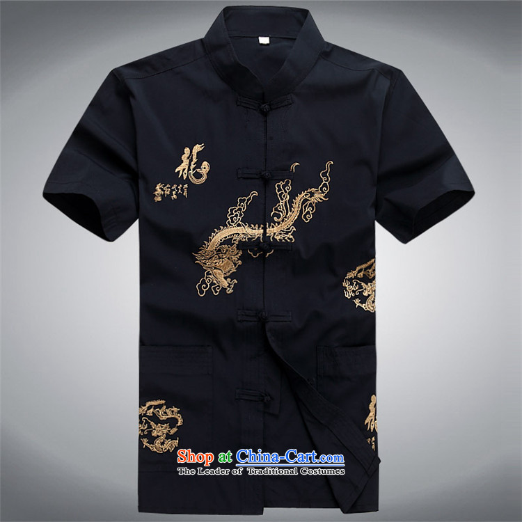 Beijing Summer OSCE men in older father Tang dynasty short-sleeved ethnic Chinese dragon men xl bundle short-sleeved shirt deep blue packaged XXL picture, prices, brand platters! The elections are supplied in the national character of distribution, so action, buy now enjoy more preferential! As soon as possible.