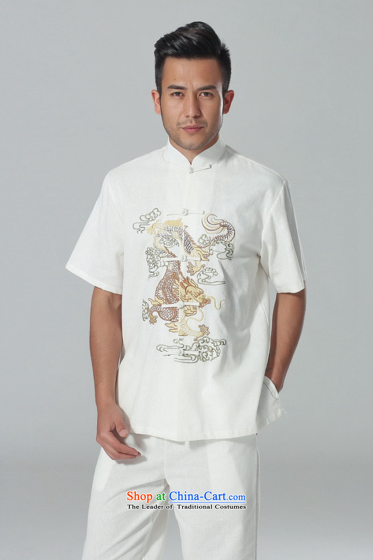 Find Sophie summer new men short-sleeved Tang Dynasty Chinese collar of his breast embroidered dragon cotton linen tai chi service men Kit Kit L picture, prices, brand platters! The elections are supplied in the national character of distribution, so action, buy now enjoy more preferential! As soon as possible.