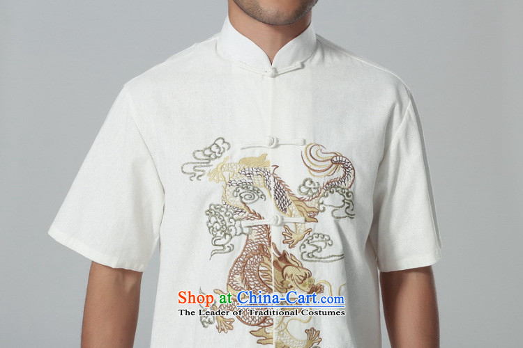 Dan smoke summer new men short-sleeved Tang Dynasty Chinese collar of his breast embroidered dragon cotton linen tai chi service men Kit Single T-shirts are M picture, prices, brand platters! The elections are supplied in the national character of distribution, so action, buy now enjoy more preferential! As soon as possible.