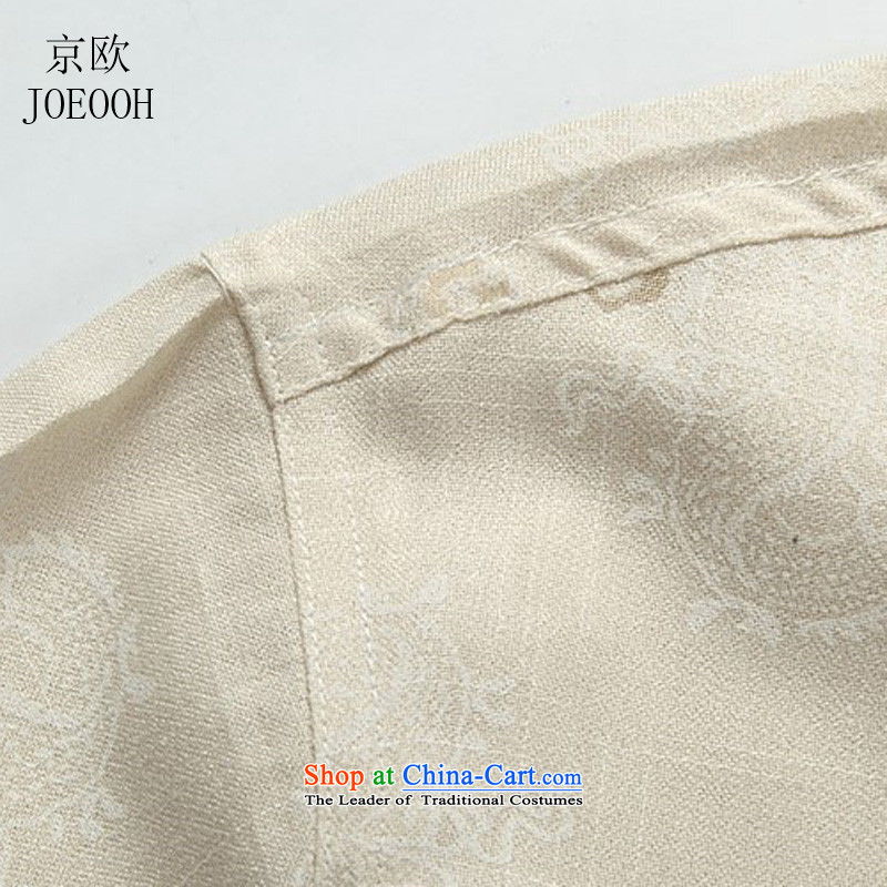 Beijing Spring Summer Europe cotton linen men Tang dynasty male short-sleeved cotton linen Chinese Disc buttoned, white , L, Beijing Summer shirt (JOE OOH) , , , shopping on the Internet