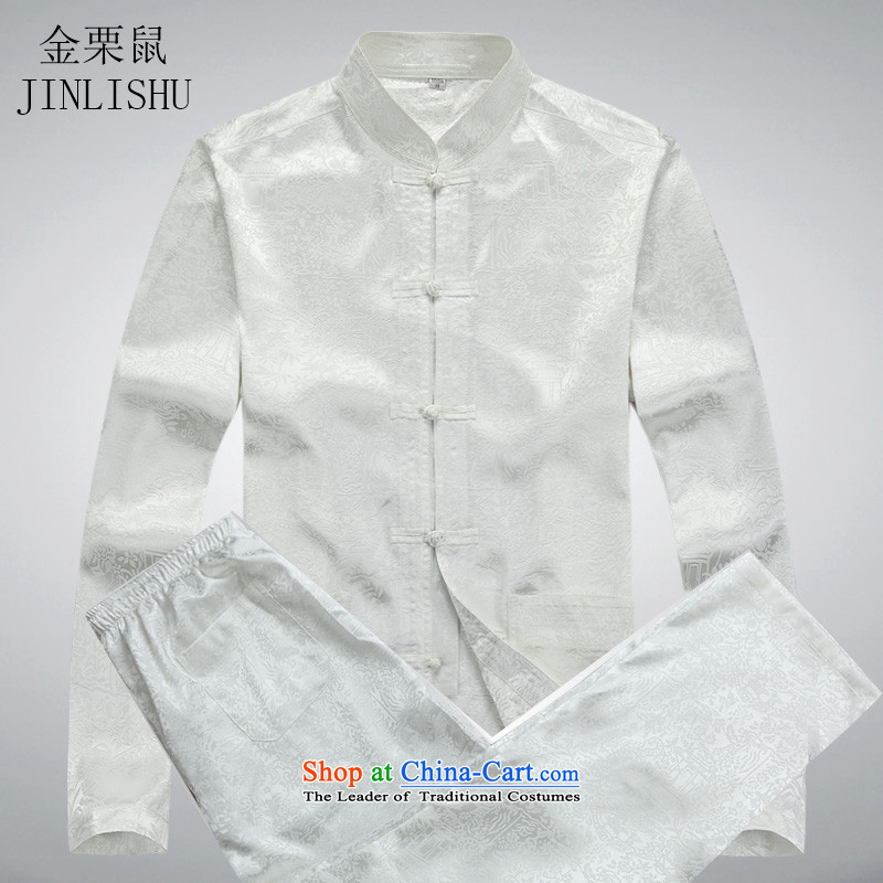 Kanaguri mouse in spring and summer new elderly men long-sleeved Tang Dynasty Package Install spring and summer load father men of ethnic Han-White Kit , L kanaguri mouse (JINLISHU) , , , shopping on the Internet