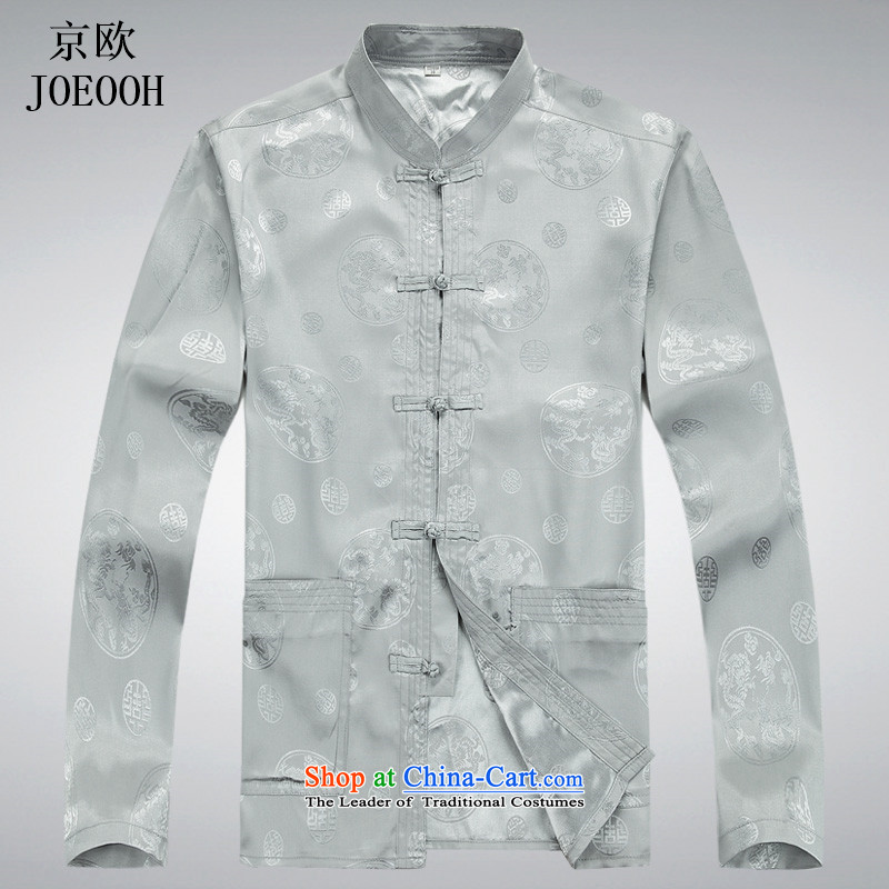 Beijing Tang dynasty OSCE long-sleeved men package of older persons in the Han-China wind Long-sleeve kit gray T-shirt XL