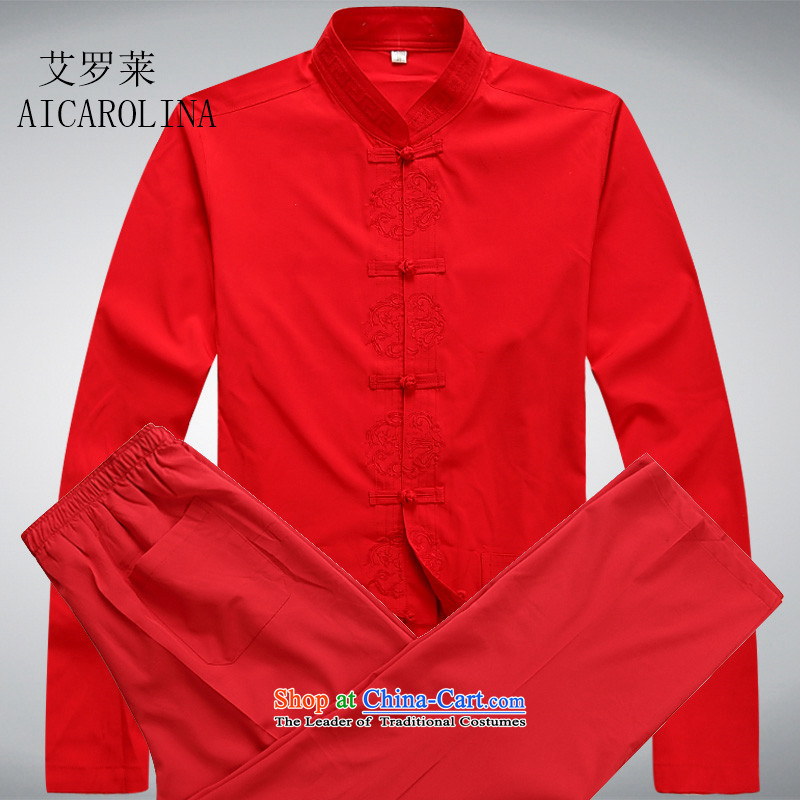 Hiv Rollet men in Tang Dynasty elderly men long-sleeved spring and fall father Tang Dynasty Package Chinese men red kit M HIV ROLLET (AICAROLINA) , , , shopping on the Internet