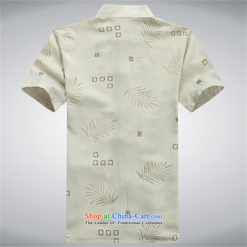 Kanaguri Mouse middle-aged men summer Tang dynasty short-sleeved shirt, older men's shirt , beige summer kanaguri mouse (JINLISHU) , , , shopping on the Internet