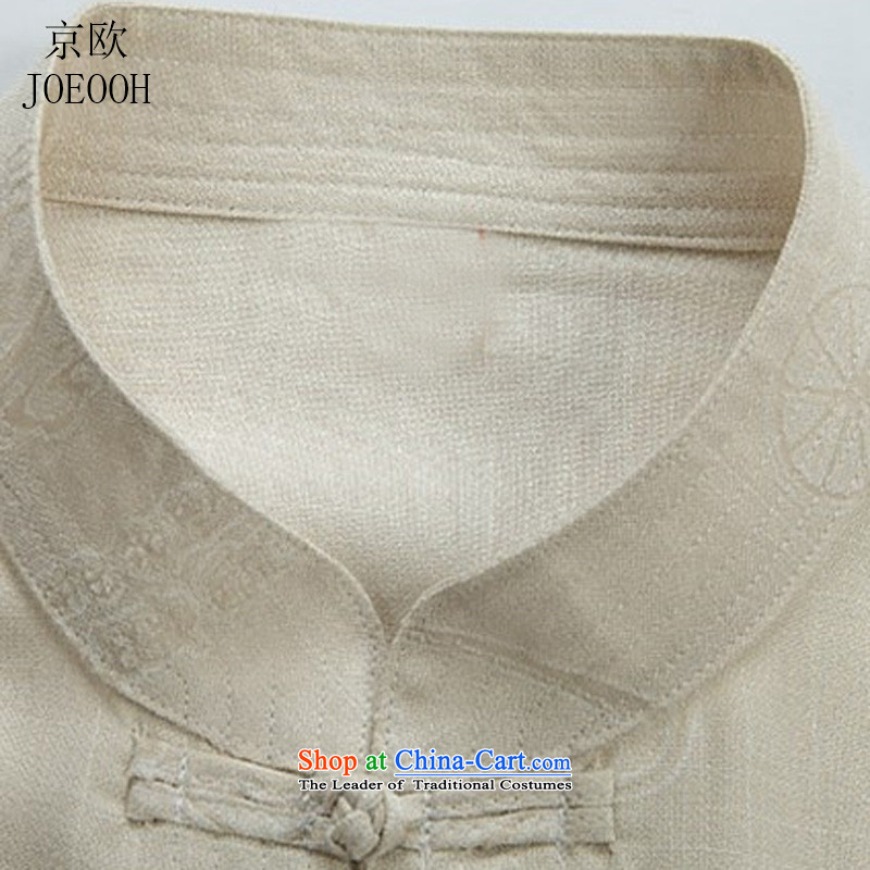 Beijing OSCE Tang Dynasty Chinese leisure cotton linen clothes lung fields men short-sleeved shirts in Tang Dynasty older Han-men detained White M, Manual Tray Putin (JOE OOH) , , , shopping on the Internet