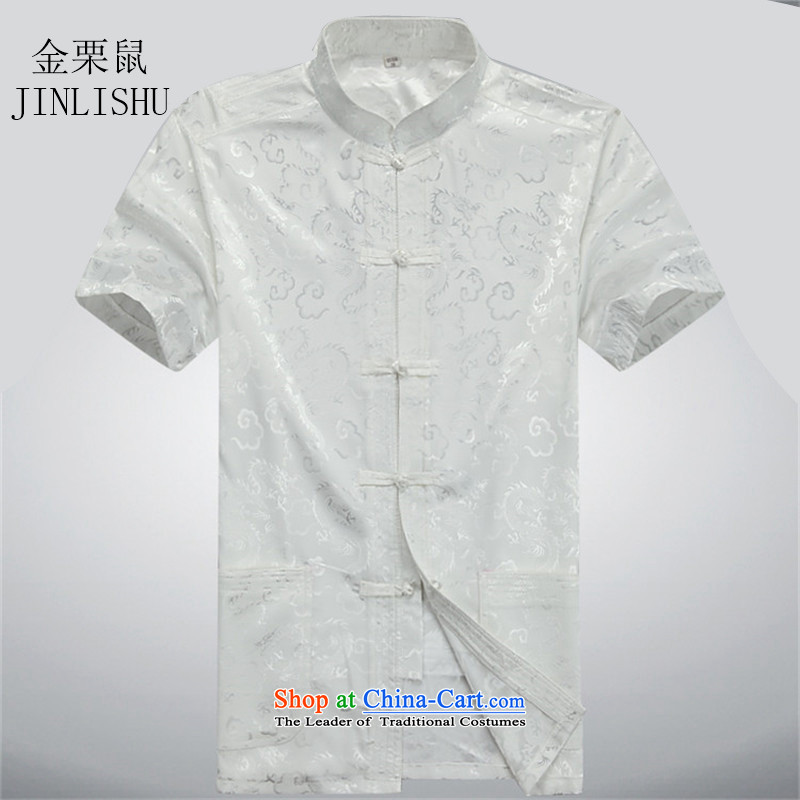 Kanaguri mouse in Tang Dynasty older men and China wind load Chinese summer father men short-sleeved Tang dynasty male Kit Tang dynasty beige jacket , L kanaguri mouse (JINLISHU) , , , shopping on the Internet