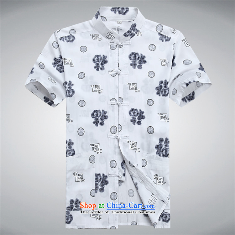 Kanaguri mouse men summer Tang Dynasty Chinese men and the elderly in the ethnic father boxed collar men Tang dynasty white short-sleeved T-shirt S picture, prices, brand platters! The elections are supplied in the national character of distribution, so action, buy now enjoy more preferential! As soon as possible.