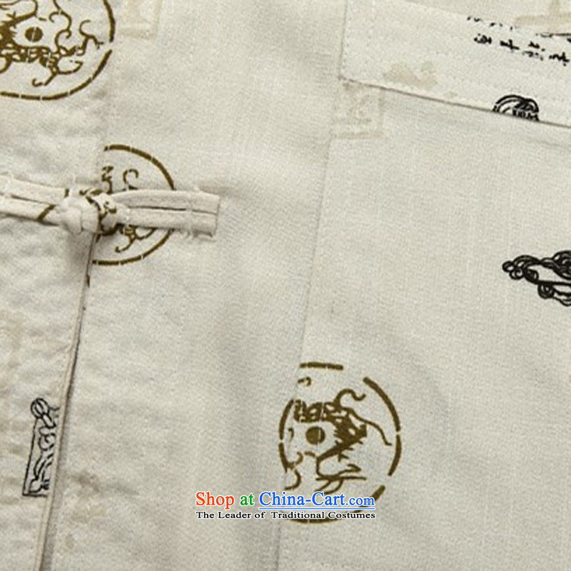 Kanaguri Mouse New Men Tang dynasty short-sleeved shirt men's shirts, cotton linen collar Chinese clothing national China wind summer beige M kanaguri mouse (JINLISHU) , , , shopping on the Internet