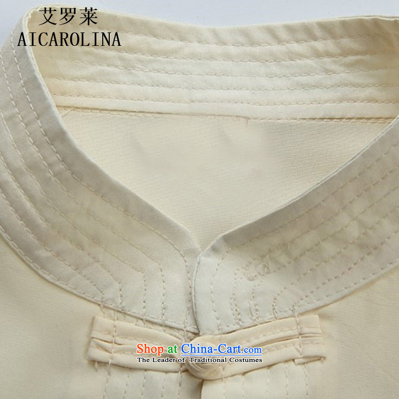 Hiv Rollet Summer New Tang tray clip middle-aged men Tang dynasty short-sleeved T-shirt kit clothing kit beige XL, HIV (AICAROLINA ROLLET) , , , shopping on the Internet