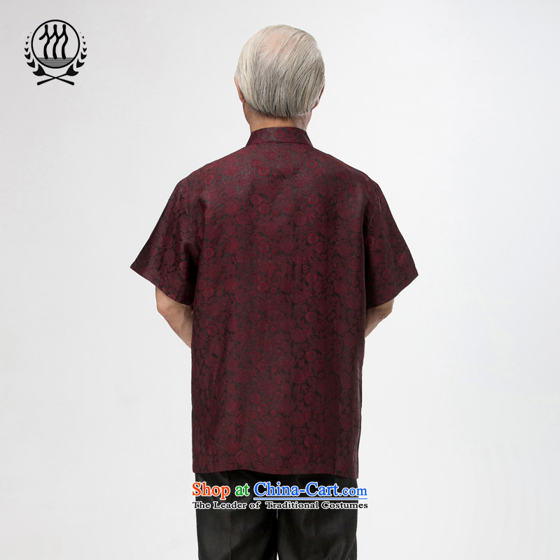 Bosnia and thre line short-sleeved Tang dynasty summer new men incense cloud male silk yarn Tang dynasty in his shirt-sleeves blouse of older men Tang dynasty incense cloud yarn XL/180, thre line (gesaxing and Tobago) , , , shopping on the Internet
