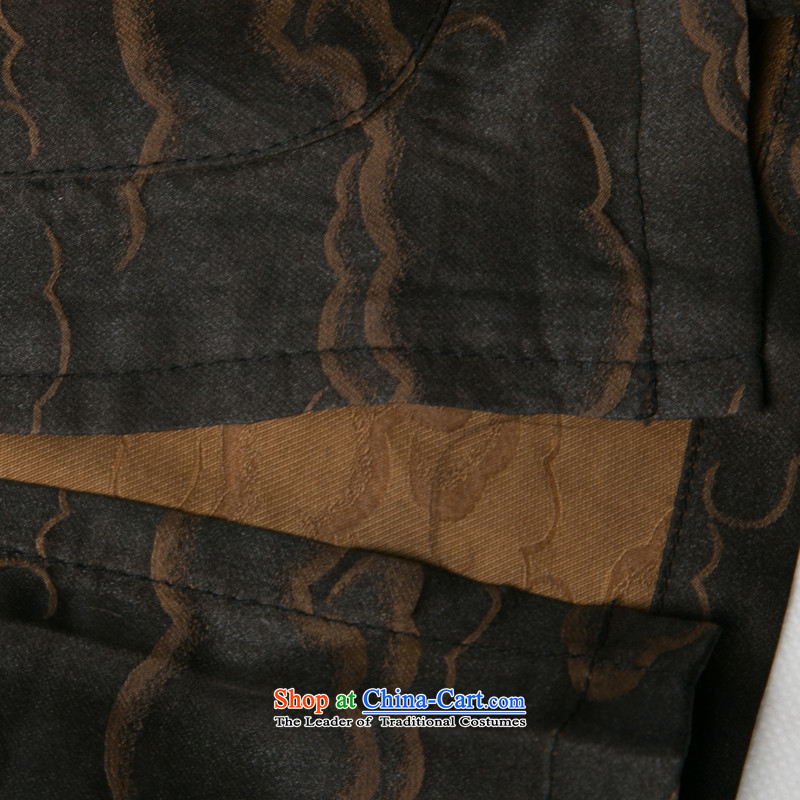 Bosnia and thre line short-sleeved Tang dynasty summer new men incense cloud male silk yarn Tang dynasty in his shirt-sleeves blouse of older men Tang dynasty incense cloud yarn brown M/170, thre line (gesaxing and Tobago) , , , shopping on the Internet