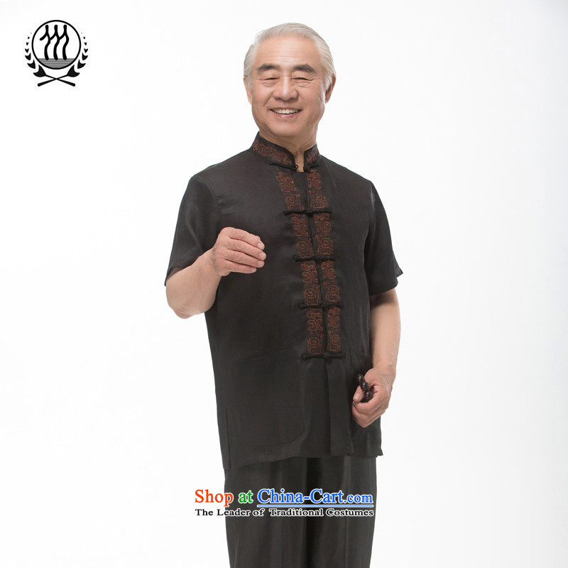 Bosnia and thre line short-sleeved Tang dynasty summer new men incense cloud male silk yarn Tang dynasty in his shirt-sleeves blouse of older men Tang dynasty incense cloud L/175, standards as set by thre line (gesaxing and Tobago) , , , shopping on the I