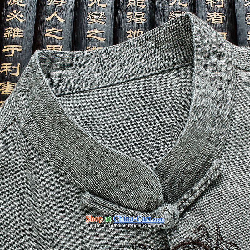 The Lhoba nationality Wei Mephidross Warranty China wind collar disc detained men short-sleeved shirt Tang dynasty linen leisure summer national dress in older linen Tang Dynasty Gray L, warranty, Judy Wai (B.L.WEIMAN Overgrown Tomb) , , , shopping on the