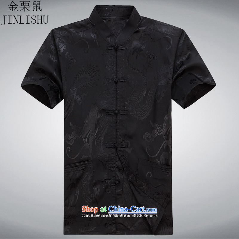 Kanaguri mouse new summer men's Chinese men short-sleeve kit for larger elderly in Tang Dynasty black T-shirt XXL