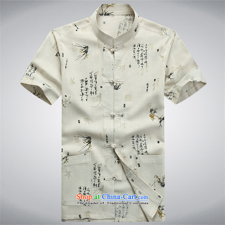 Hiv Rollet new summer Tang dynasty middle-aged short-sleeved T-shirt and China wind men of the middle-aged men's shirt summer beige grandpa M picture, prices, brand platters! The elections are supplied in the national character of distribution, so action, buy now enjoy more preferential! As soon as possible.