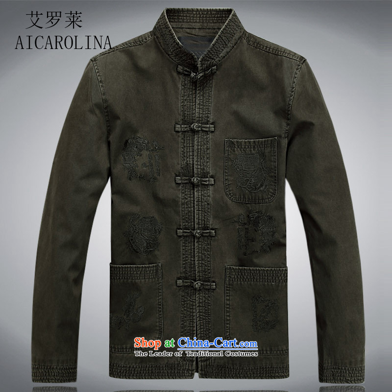Hiv Rollet men in Tang Dynasty older Chinese clothing larger jacket middle-aged men's jackets pale green M HIV ROLLET (AICAROLINA) , , , shopping on the Internet