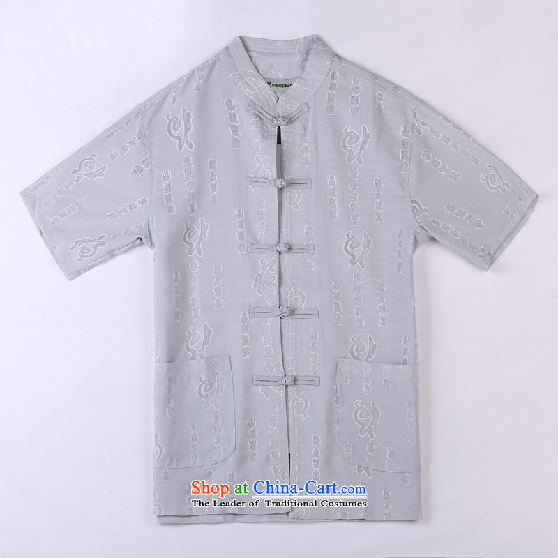 Whig Po 2015 Summer New Products T-shirt linen china wind cool breathability wicking short-sleeved T-shirt men Tang dynasty in Tang Dynasty older聽3聽gray聽XXXL