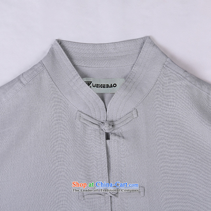Whig Po 2015 Summer New Products T-shirt linen china wind cool breathability wicking short-sleeved T-shirt men Tang dynasty in Tang Dynasty older 5 gray XXL, federal core Chai Lang , , , shopping on the Internet