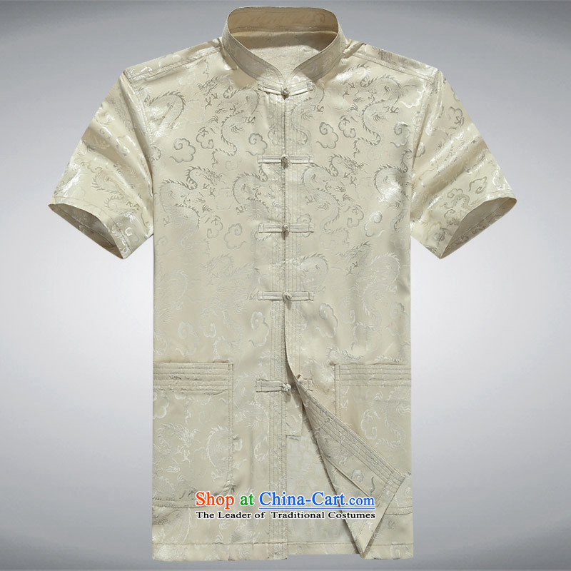 Kanaguri Mouse middle-aged men China wind Tang dynasty short-sleeved shirt collar in summer elderly men, casual shirt, beige jacket XL, mouse (JINLISHU KANAGURI) , , , shopping on the Internet