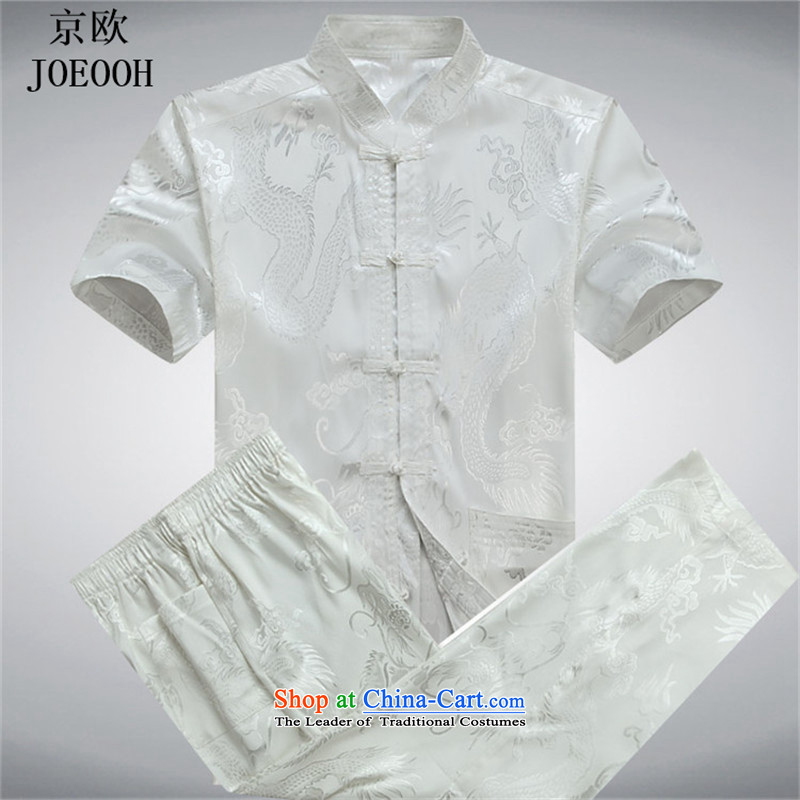 Beijing OSCE men Tang Dynasty Package men of older persons in the father of ethnic replace short-sleeved China wind and Tang dynasty summer white kit S