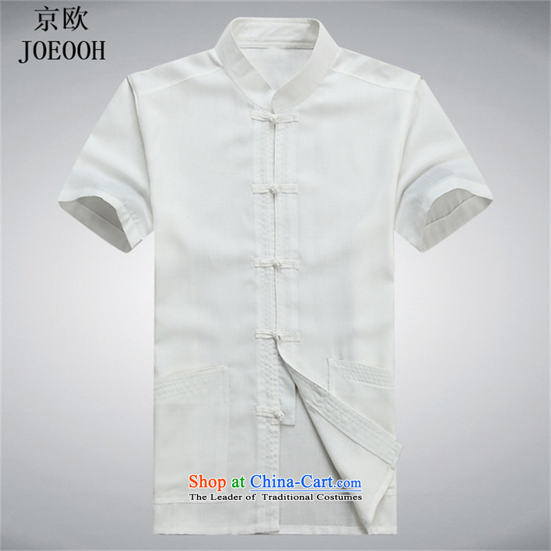 Beijing Summer linen men OSCE Tang dynasty male short-sleeve packaged in older cotton father installed China wind ball-han-white shirt XXL, Putin (JOE OOH) , , , shopping on the Internet