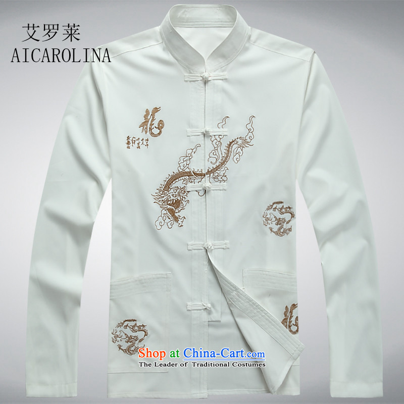 Hiv Rollet New Men long-sleeved Tang Dynasty Package men casual Chinese shirt Tang white T-shirt , M, HIV (AICAROLINA ROLLET) , , , shopping on the Internet