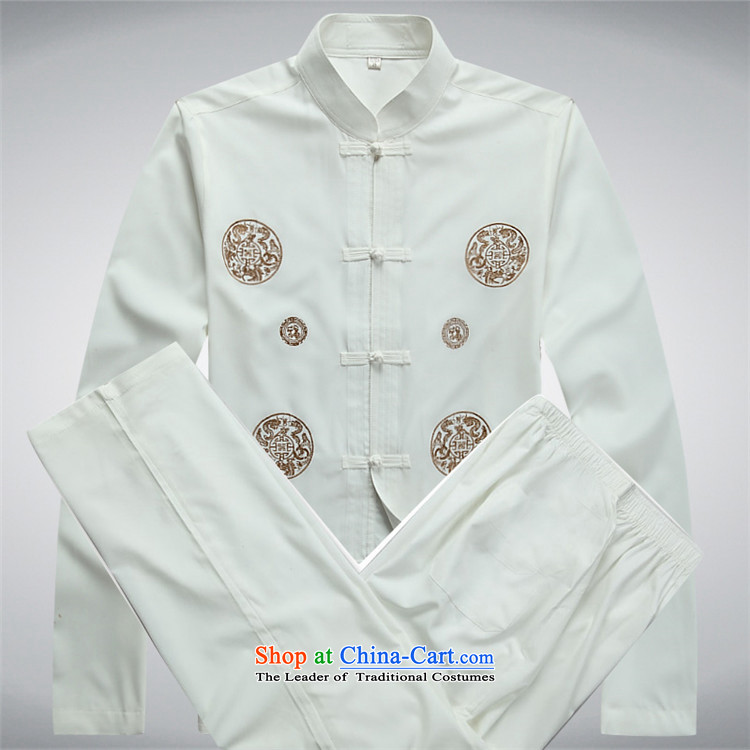 Hiv Rollet new spring and autumn in older men Tang dynasty long-sleeved Kit Tang Dynasty Chinese middle-aged men's shirt white kit S picture, prices, brand platters! The elections are supplied in the national character of distribution, so action, buy now enjoy more preferential! As soon as possible.